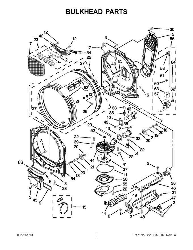 04 - Bulkhead Parts Diagram and Parts List for YMEDB980BG0  Maytag Dryer