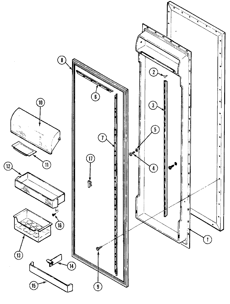 FRESH FOOD INNER DOOR Diagram and Parts List for RSW22E0DAM  Maytag Refrigerator
