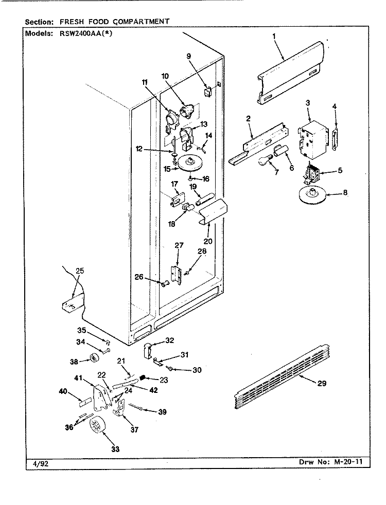 FRESH FOOD COMPARTMENT Diagram and Parts List for RSW2400AAL CM81A Maytag Refrigerator