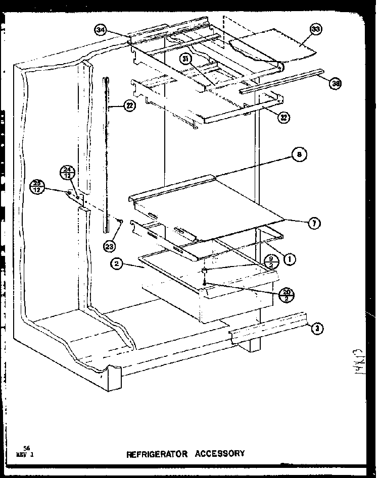 Refrigerator Accessory Diagram and Parts List for IMP2800A-P77314-1W  Amana Refrigerator