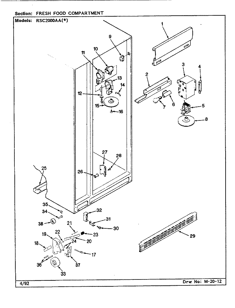 FRESH FOOD COMPARTMENT Diagram and Parts List for RSC2000AAW CM01A Maytag Refrigerator