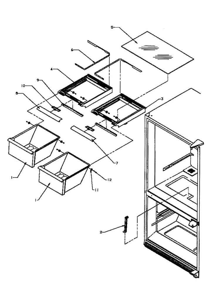 Crisper Diagram and Parts List for BP22A2W-P1161605WW  Amana Refrigerator