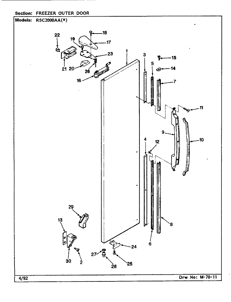 FREEZER OUTER DOOR Diagram and Parts List for RSC2000AAW CM01A Maytag Refrigerator