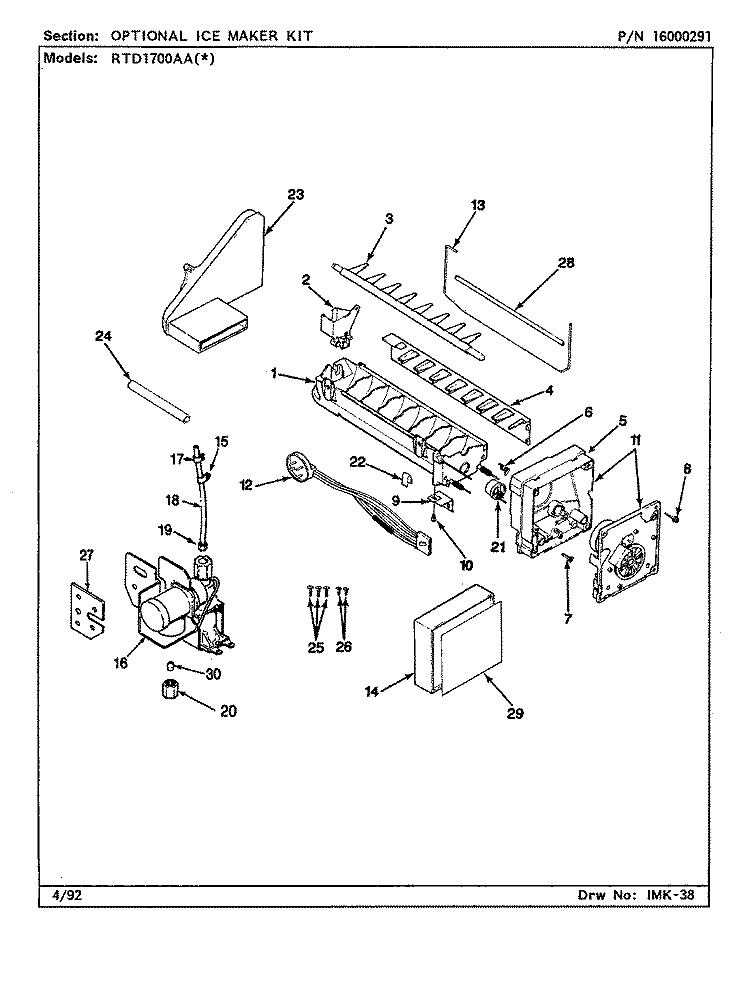 OPTIONAL ICE MAKER KIT (RAE3100AAX) Diagram and Parts List for RTD1700AAW CH31A Maytag Refrigerator