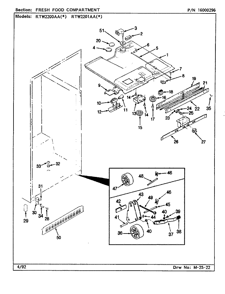 FRESH FOOD COMPARTMENT Diagram and Parts List for RTW2200AAW CH89B Maytag Refrigerator