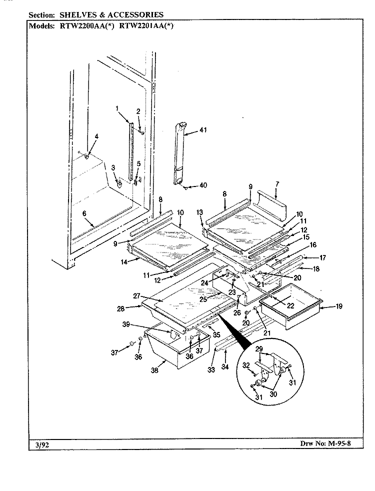 SHELVES & ACCESSORIES Diagram and Parts List for RTW2201AAL CH89B Maytag Refrigerator