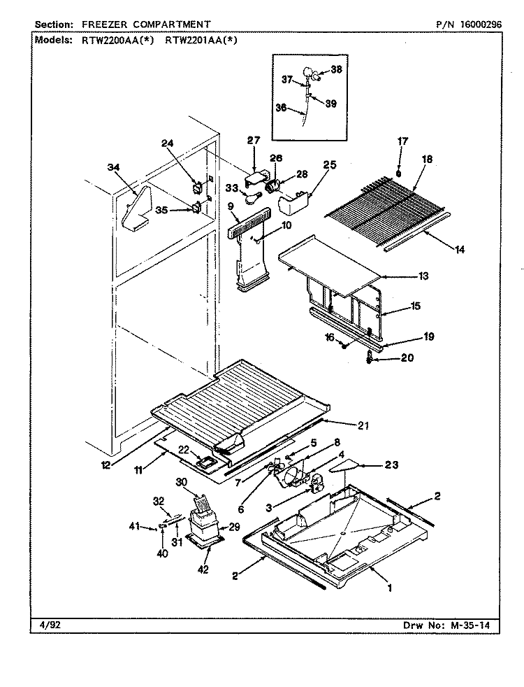 FREEZER COMPARTMENT Diagram and Parts List for RTW2201AAL CH89B Maytag Refrigerator