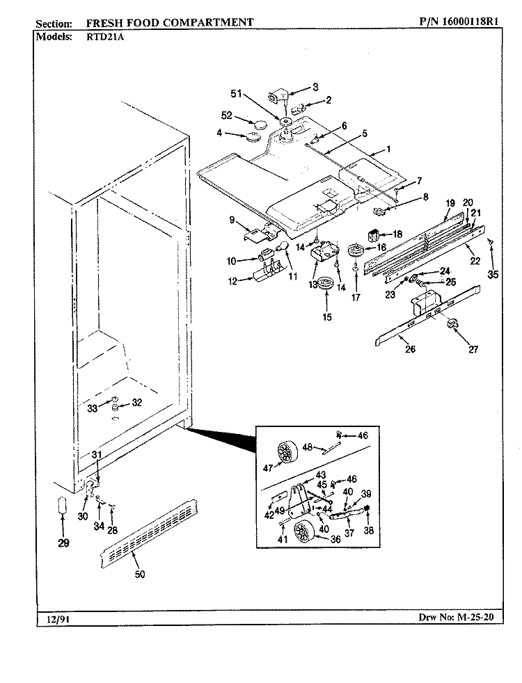 FRESH FOOD COMPARTMENT Diagram and Parts List for RTD21A AH71C Maytag Refrigerator