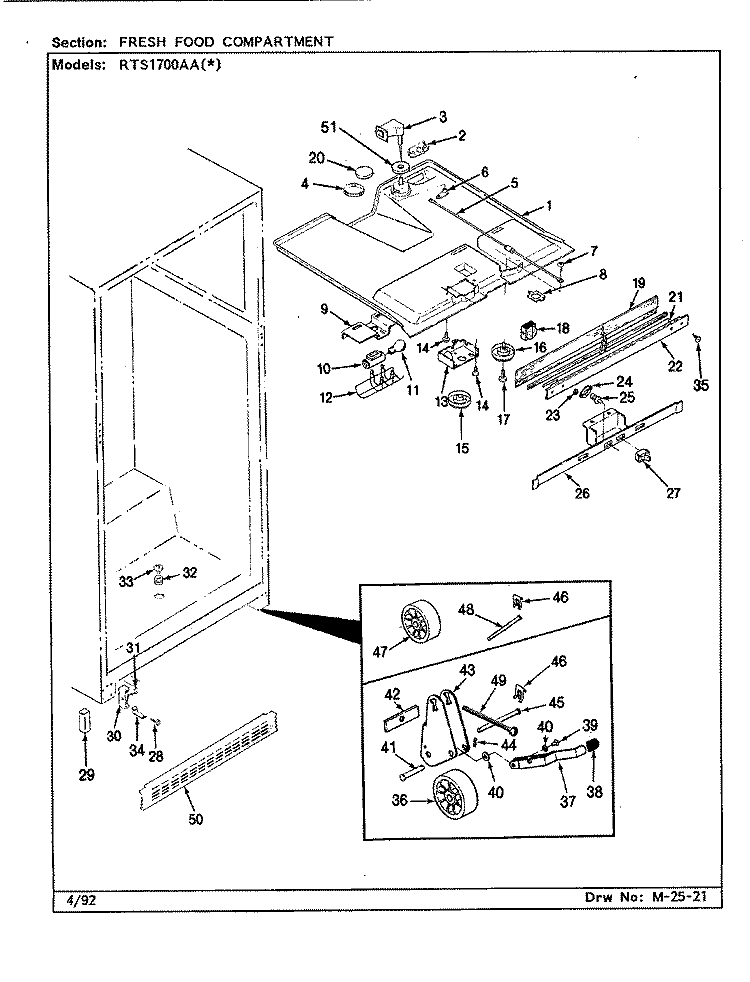 FRESH FOOD COMPARTMENT Diagram and Parts List for RTS1700AAW CH21A Maytag Refrigerator