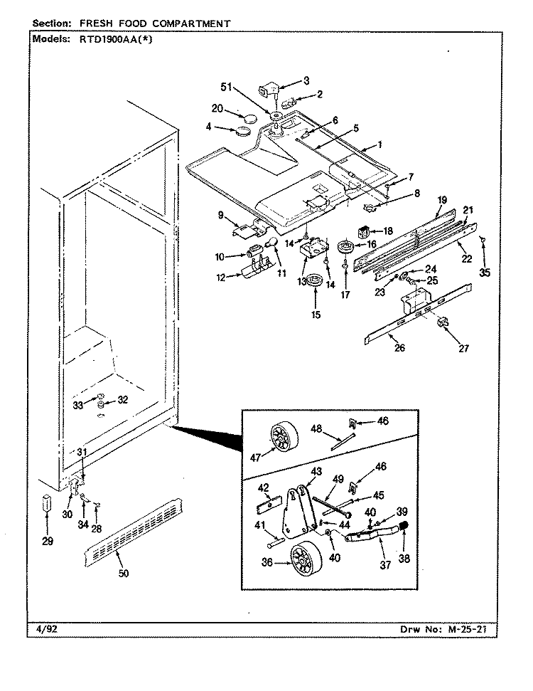 FRESH FOOD COMPARTMENT Diagram and Parts List for RTD1900AAL CH59B Maytag Refrigerator