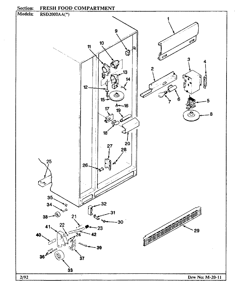 FRESH FOOD COMPARTMENT Diagram and Parts List for RSD2000AAW CM05A Maytag Refrigerator