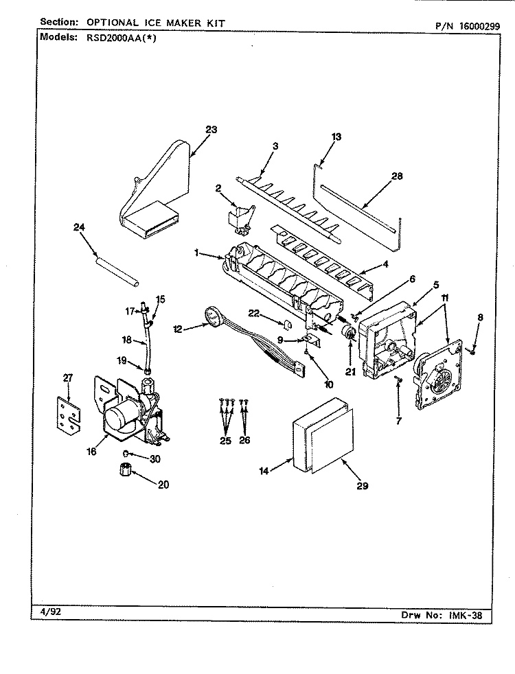 ICE MAKER KIT (RAE3100AAX) Diagram and Parts List for RSD2000AAW CM05A Maytag Refrigerator