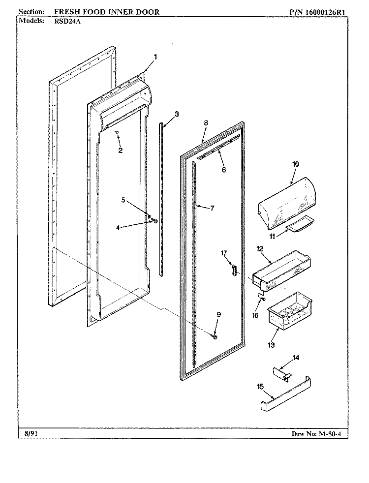 FRESH FOOD INNER DOOR Diagram and Parts List for RSD24A BM41A Maytag Refrigerator