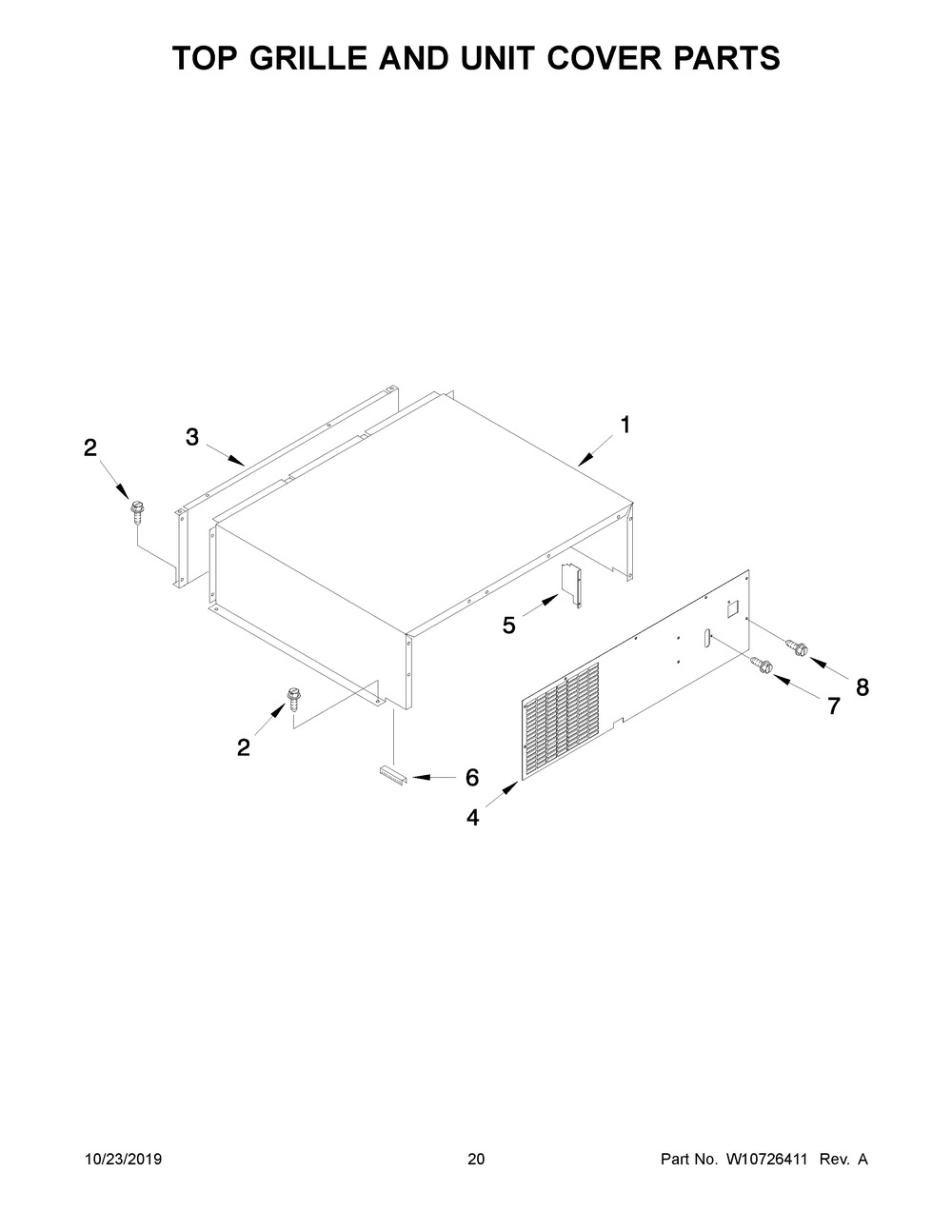 Top Grille And Unit Cover Parts Diagram and Parts List for JS48NXFXDW10  Maytag Refrigerator