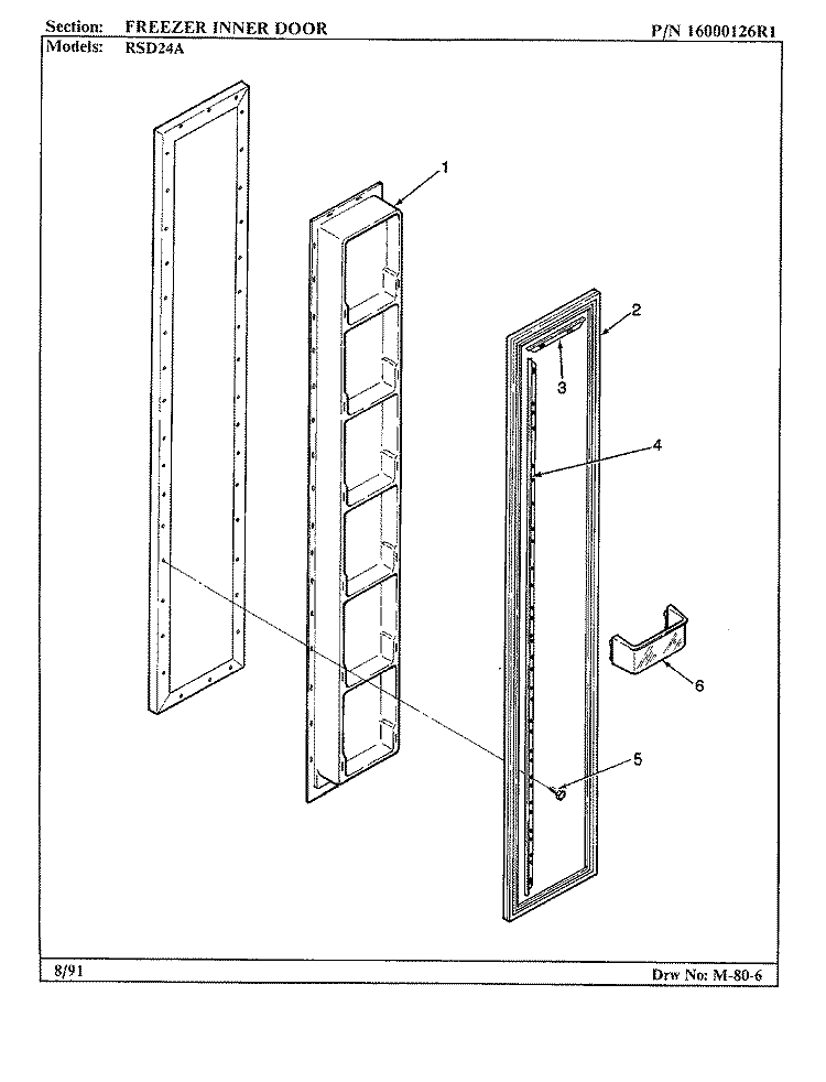 FREEZER INNER DOOR Diagram and Parts List for RSD24A BM41A Maytag Refrigerator