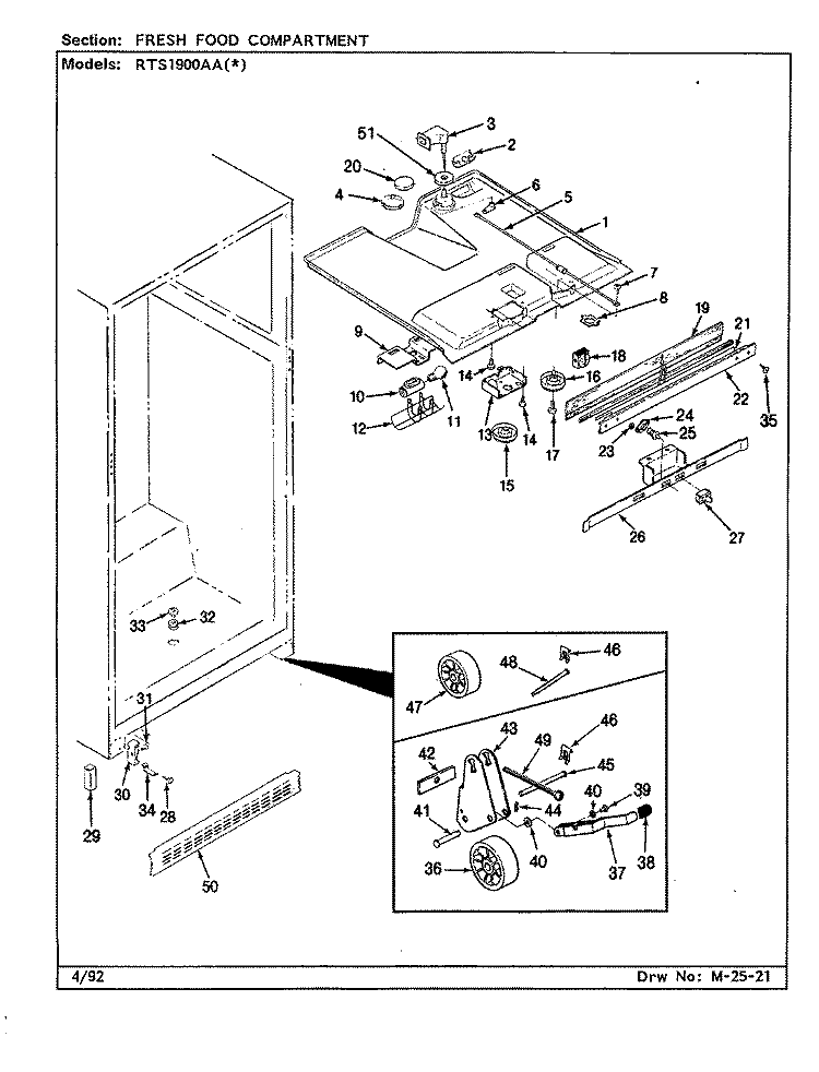 FRESH FOOD COMPARTMENT Diagram and Parts List for RTS1900AAL CH51A Maytag Refrigerator