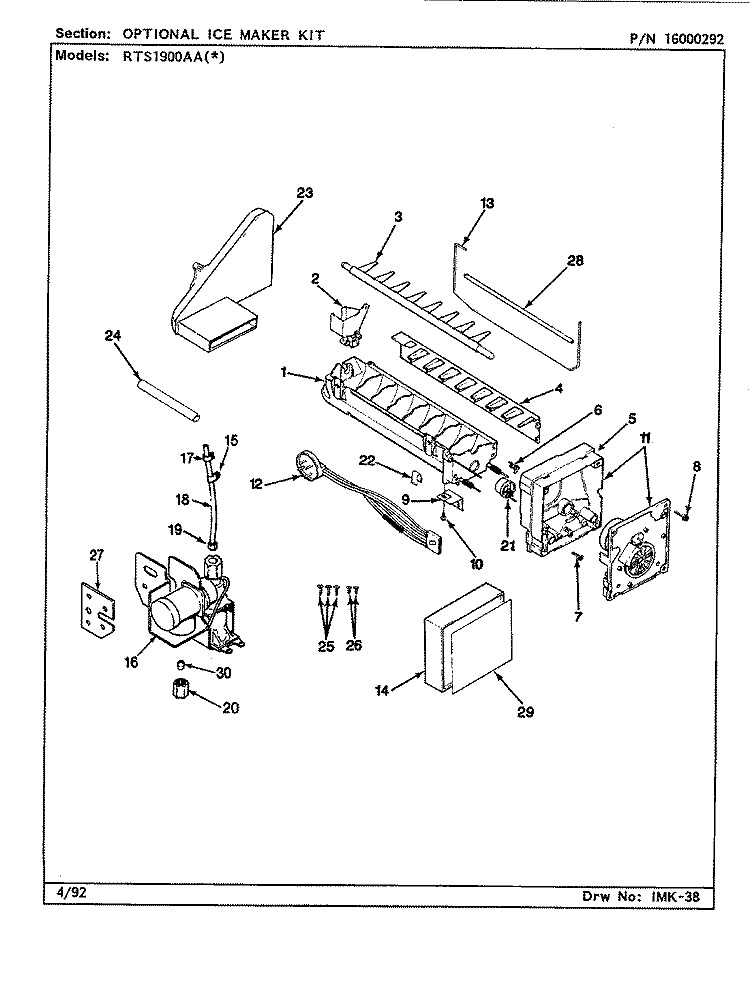 OPTIONAL ICE MAKER KIT Diagram and Parts List for RTS1900AAL CH51A Maytag Refrigerator