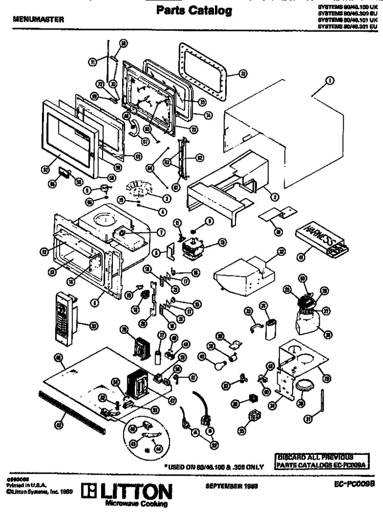 Replacement Parts Diagram and Parts List for 80 46300EU Amana Microwave