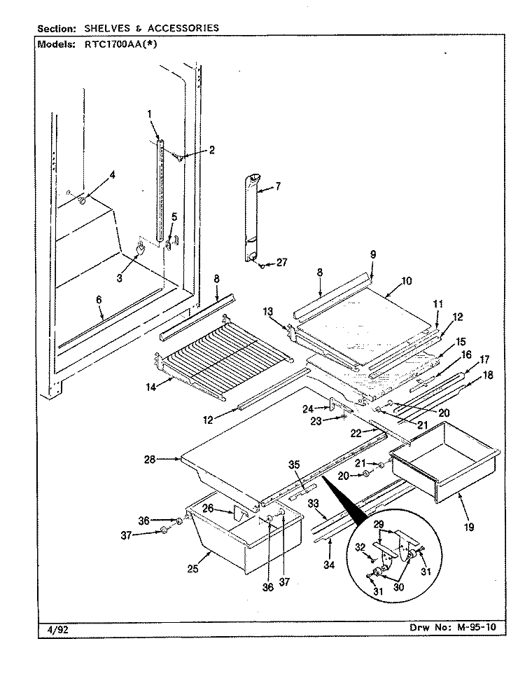SHELVES & ACCESSORIES Diagram and Parts List for RTC1700AAL CH26B Maytag Refrigerator