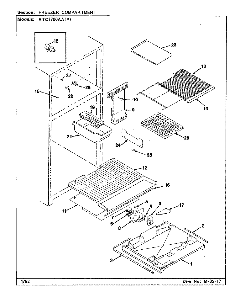 FREEZER COMPARTMENT Diagram and Parts List for RTC1700AAL CH26B Maytag Refrigerator