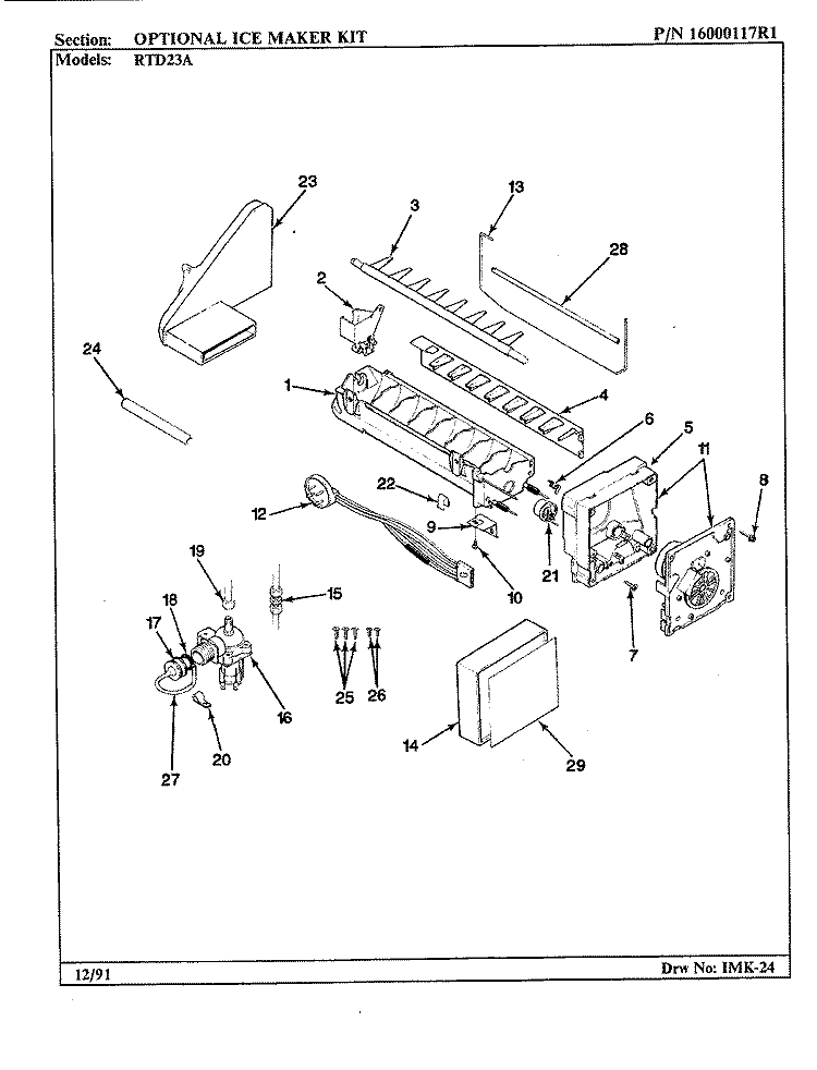 OPTIONAL ICE MAKER KIT Diagram and Parts List for RTD23A AH93A Maytag Refrigerator