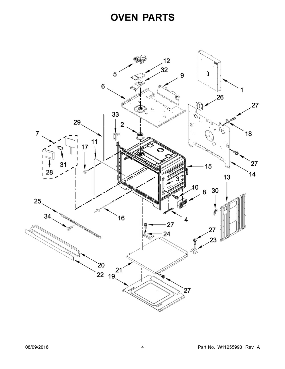 Oven Parts Diagram and Parts List for JJW2427DS03  Maytag Wall Oven