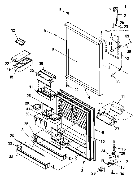 Refrigerator Door Diagram and Parts List for TR22S4L-P1196202WL  Amana Refrigerator