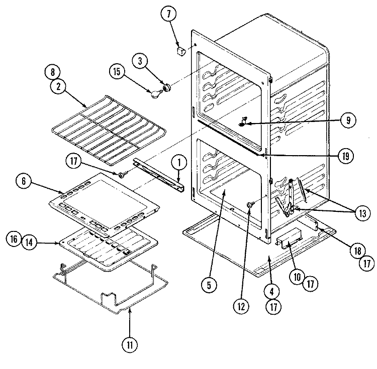 OVEN Diagram and Parts List for CWG4510BAB  Maytag Wall Oven