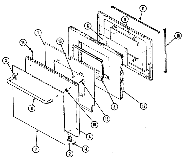 DOOR (LOWER) Diagram and Parts List for CWG4510BAB  Maytag Wall Oven