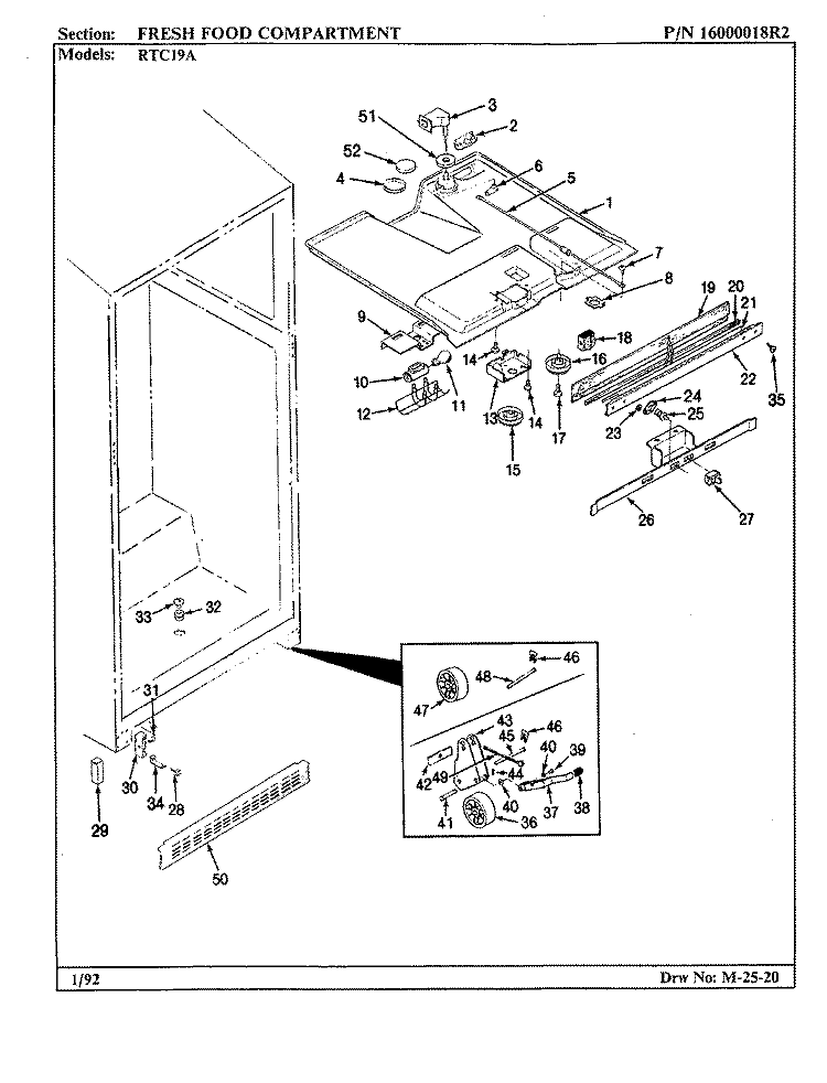 FRESH FOOD COMPARTMENT Diagram and Parts List for RTC19A BH55A Maytag Refrigerator