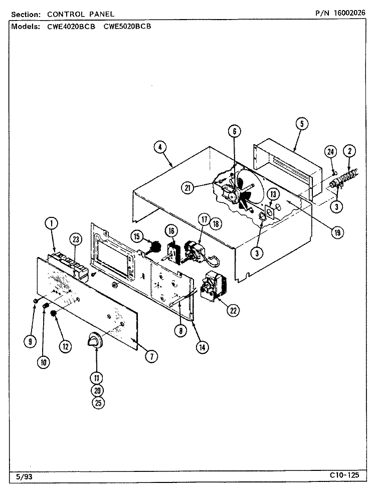 CONTROL PANEL Diagram and Parts List for CWE5020BCB  Maytag Wall Oven