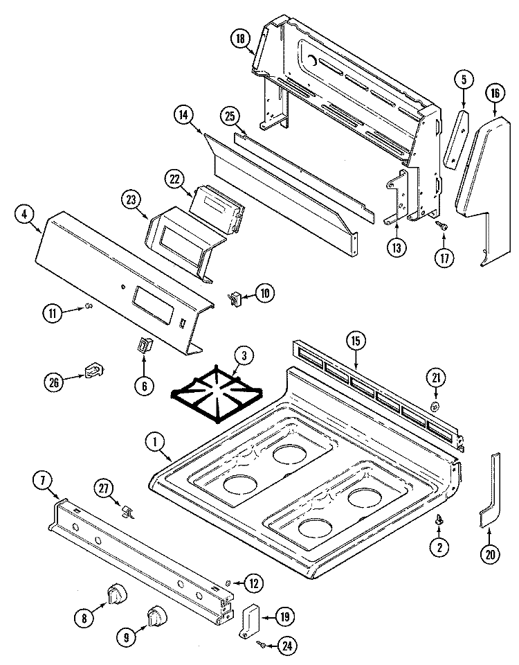 TOP ASSEMBLY (CRG7500AAx) Diagram and Parts List for CRG7500AAW  Maytag Range