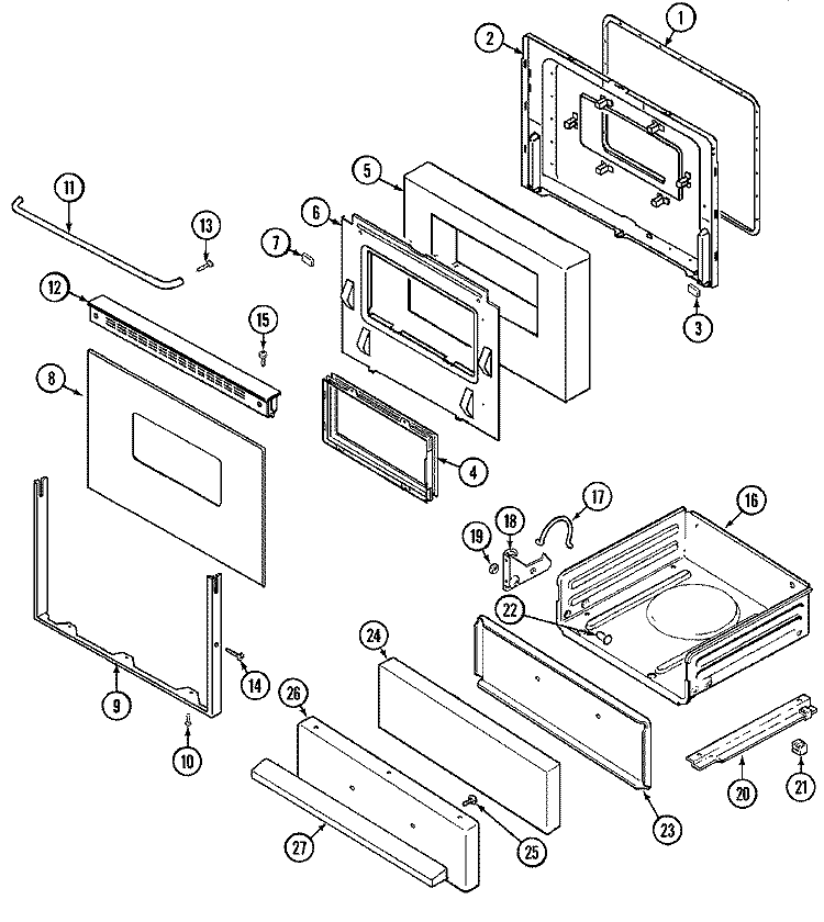 DOOR / DRAWER (CRG7500AAx) Diagram and Parts List for CRG7500AAW  Maytag Range