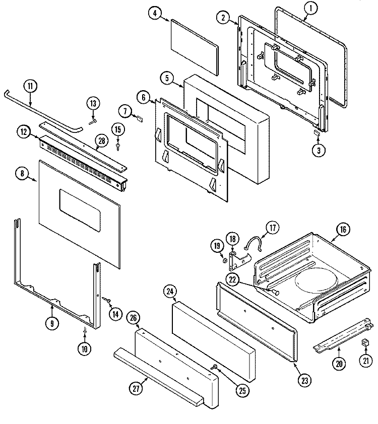 DOOR / DRAWER (CRG7500AAE) Diagram and Parts List for CRG7500AAW  Maytag Range