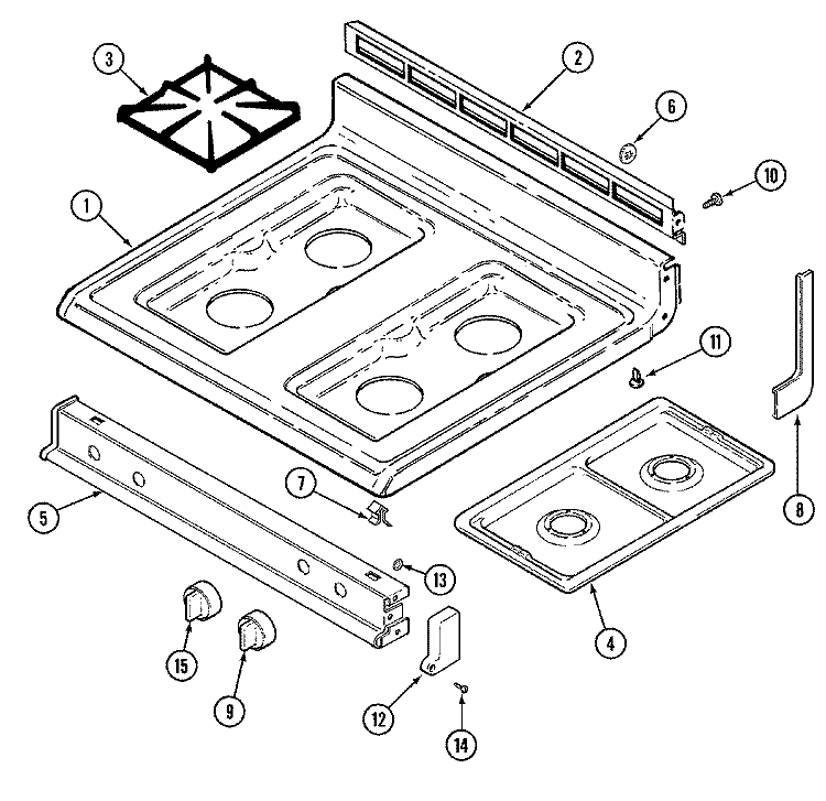 TOP ASSEMBLY Diagram and Parts List for CRG8200BAW  Maytag Range
