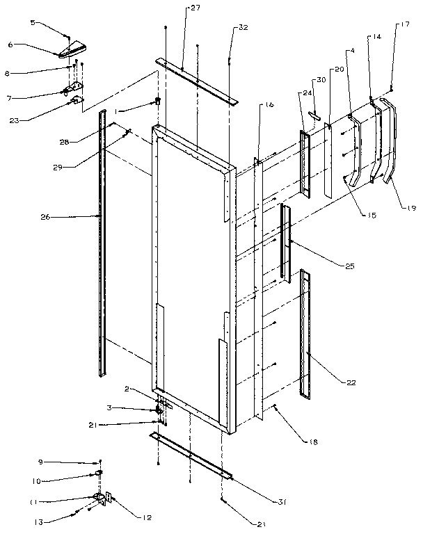 Refrigerator Door Hinge And Trim Diagram and Parts List for SSD25NB-P1162409W  Amana Refrigerator