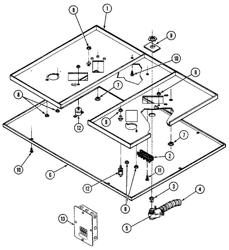 BODY Diagram and Parts List for L8660PB  Norge Cooktop