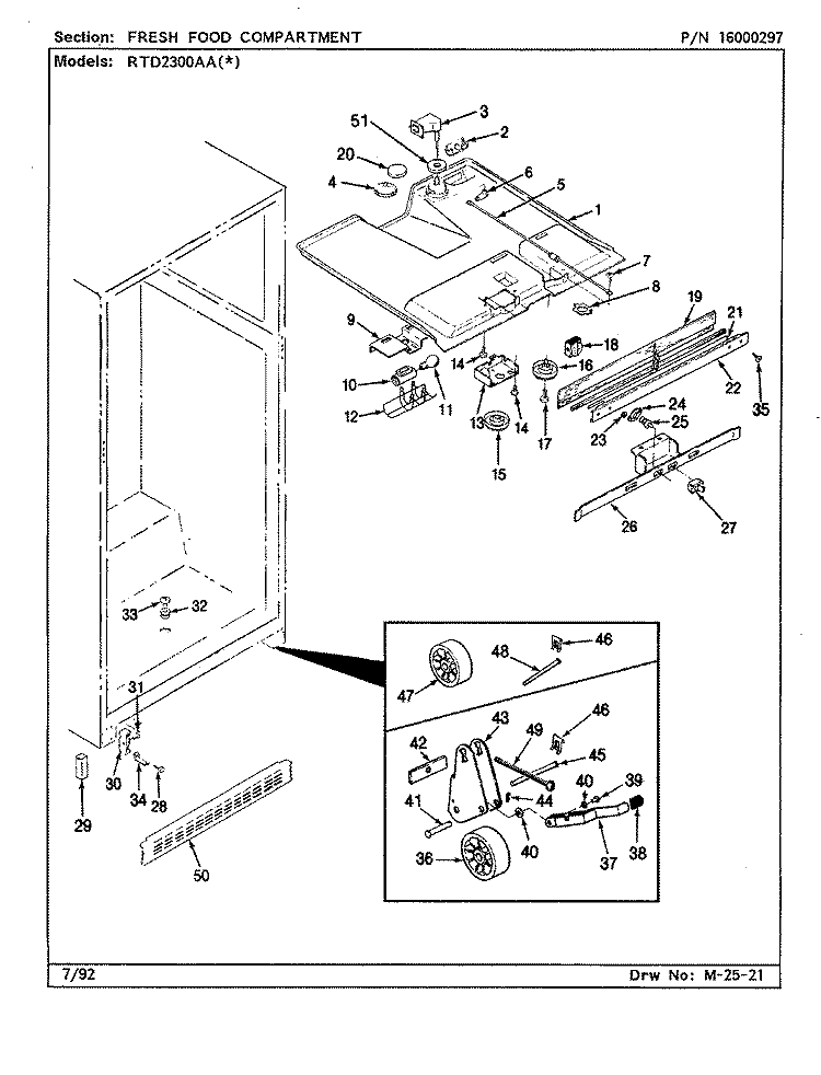 FRESH FOOD COMPARTMENT Diagram and Parts List for RTD2300AAL CH93B Maytag Refrigerator