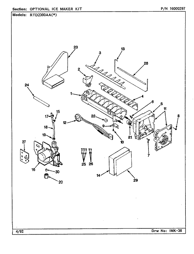 OPTIONAL ICE MAKER KIT (RAE3100AAX) Diagram and Parts List for RTD2300AAL CH93B Maytag Refrigerator