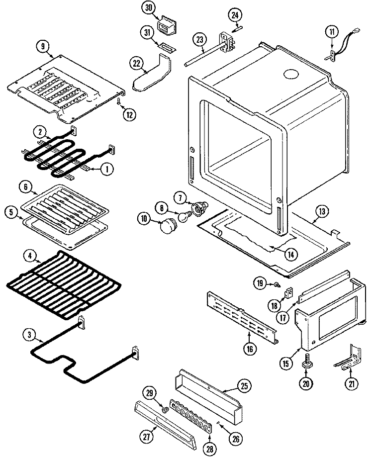 OVEN / BASE Diagram and Parts List for CRE9600ADE  Maytag Range