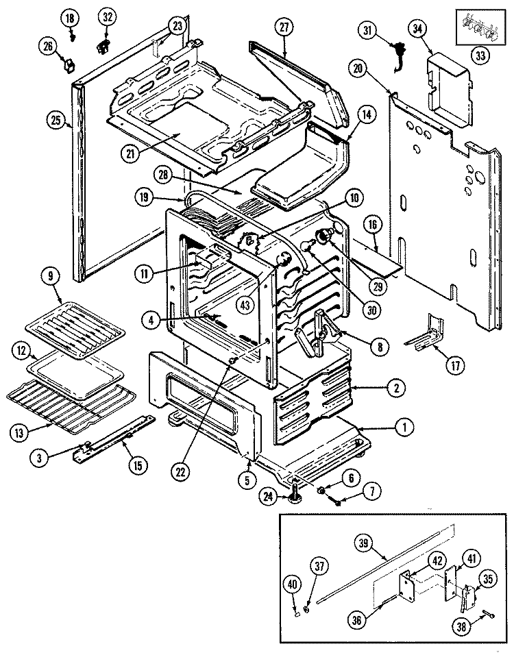 BODY Diagram and Parts List for CRG7400BAW  Maytag Range