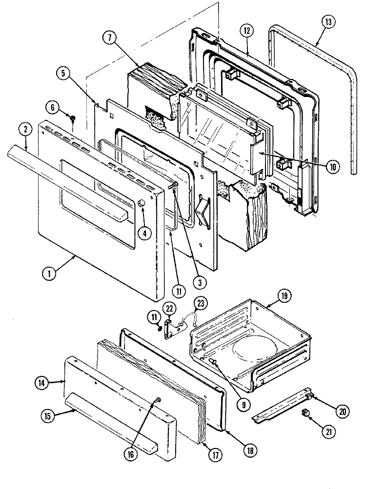 DOOR / DRAWER Diagram and Parts List for CRG7400BAW  Maytag Range