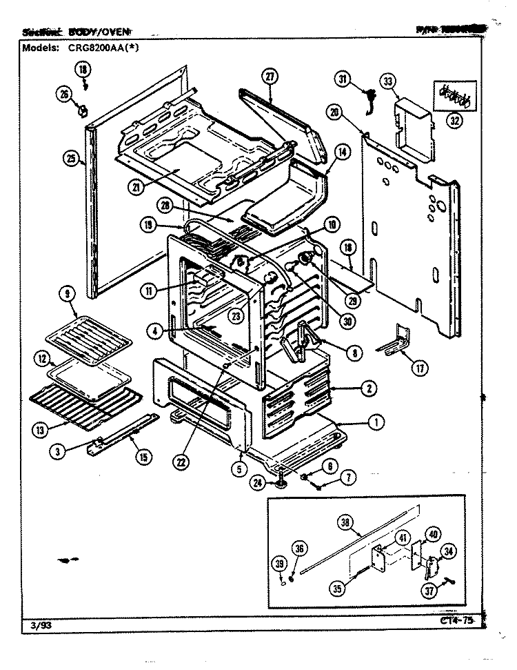 BODY / OVEN Diagram and Parts List for CRG8200AAL  Maytag Range