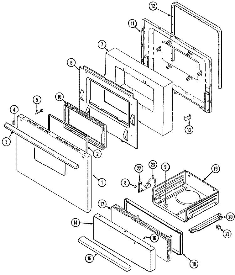 DOOR / DRAWER (CRG7400AAx) Diagram and Parts List for CRG7400AAW  Maytag Range