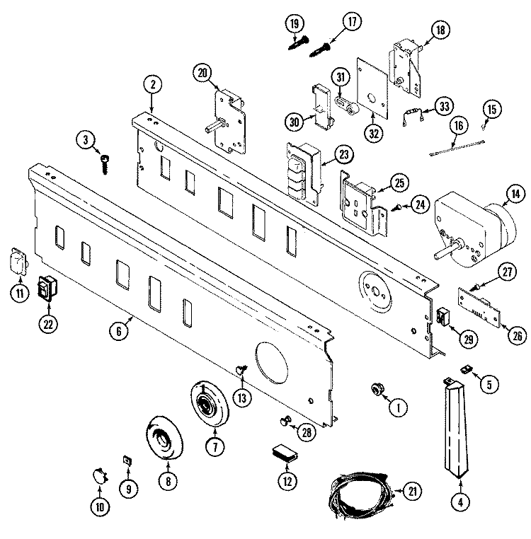 CONTROL PANEL Diagram and Parts List for LDE9824ACL  Maytag Dryer