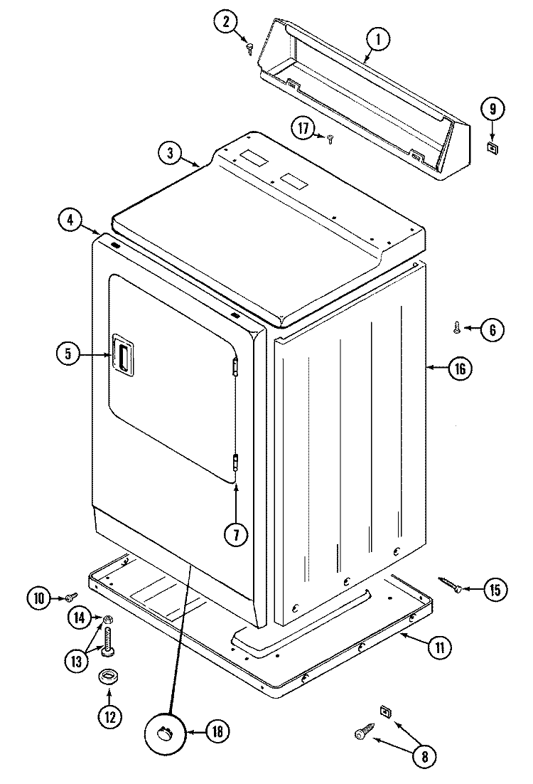CABINET - FRONT Diagram and Parts List for LDE8404ADL  Maytag Dryer