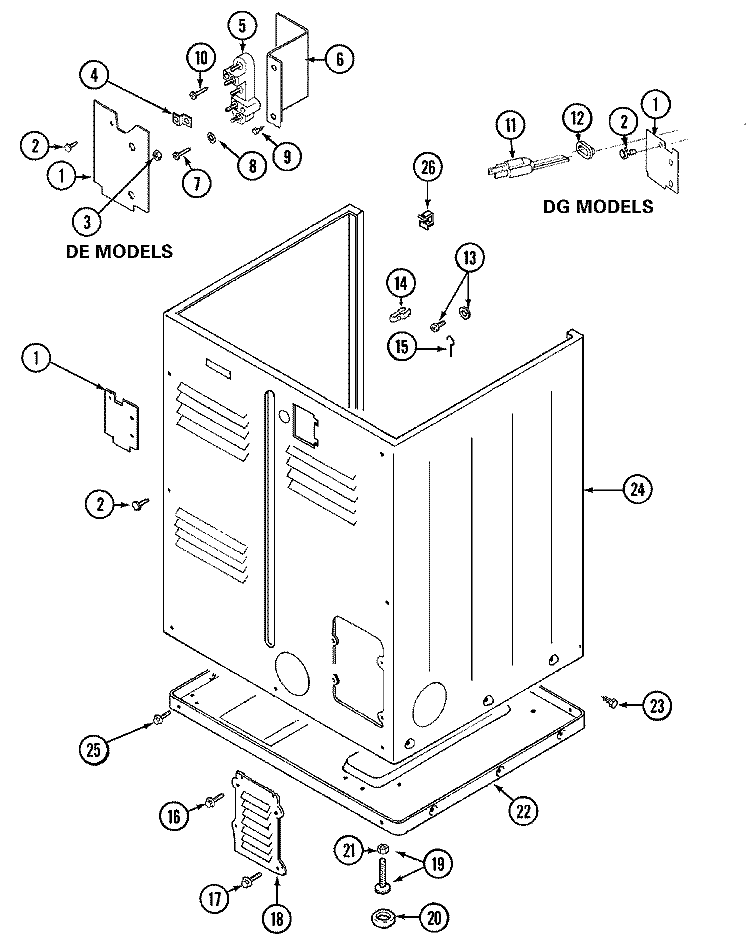 CABINET - REAR Diagram and Parts List for LDE7314ACL  Maytag Dryer