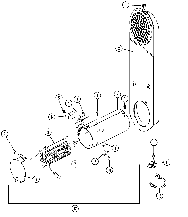HEATER Diagram and Parts List for LDE8404ADL  Maytag Dryer