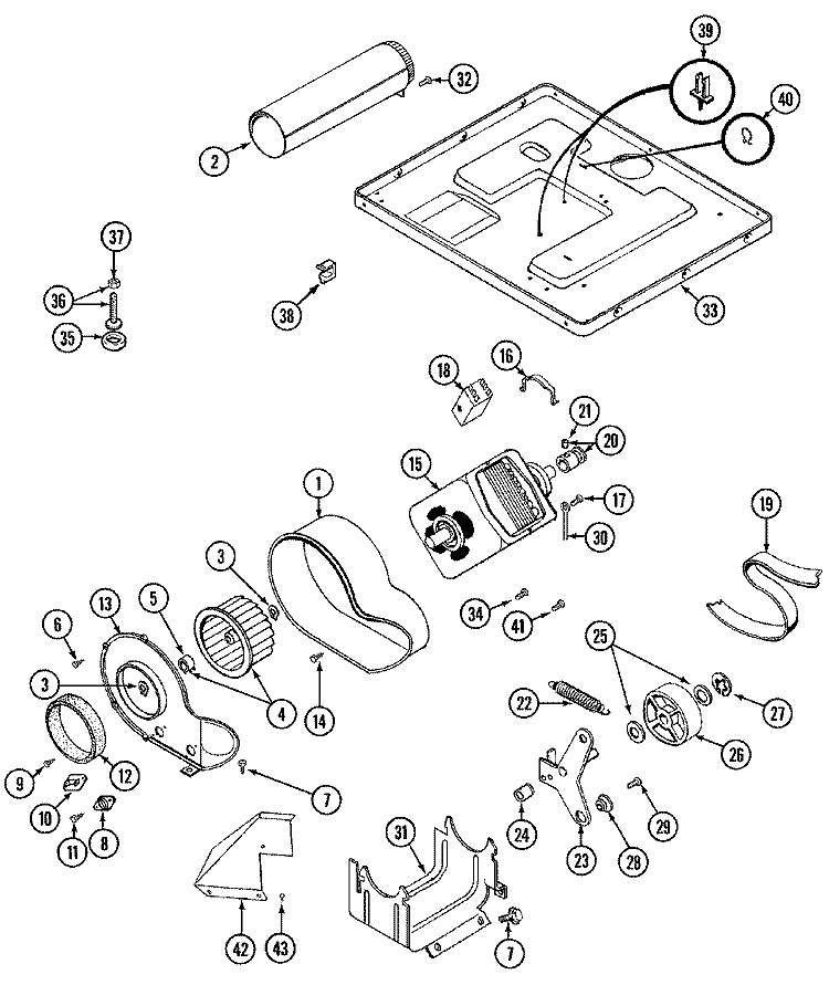 MOTOR DRIVE Diagram and Parts List for LDG8706AAM  Maytag Dryer