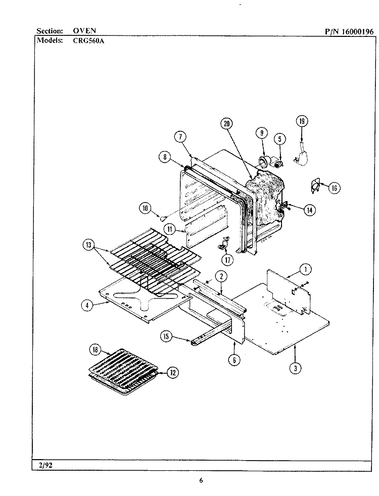 OVEN Diagram and Parts List for LCRG560  Maytag Range